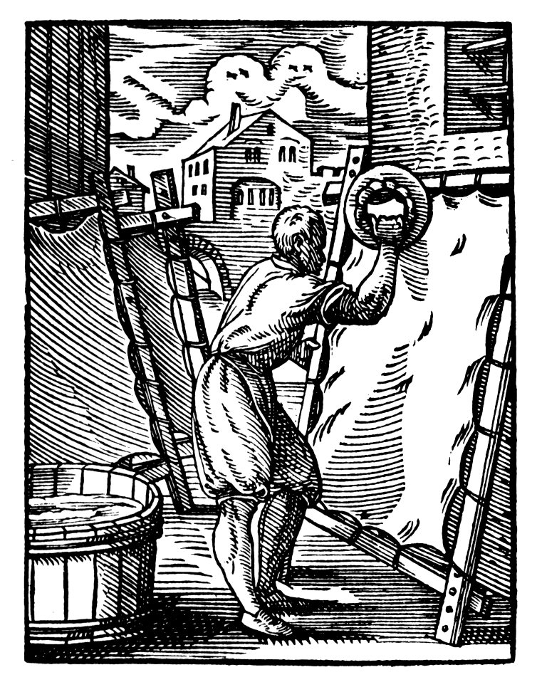 Préparation du parchemin, Jost Amman et Hans Sachs, Allemagne, 1568